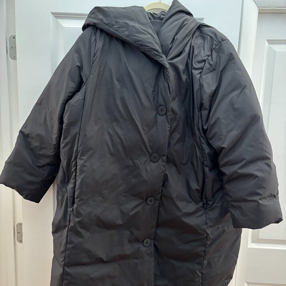 Eileen Fisher Puffer Puff Down Coat Jacket with Hood 3X